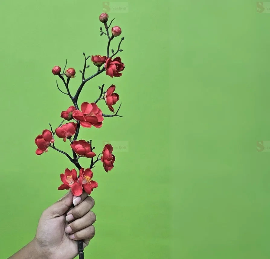 SATYAM KRAFT 3 Sticks Artificial Blossom Flower Bouquet Sticks for Home Decor, Bedroom, Living Room, Table, Balcony, Office, Wedding, Pooja, Anniversary Decorations –